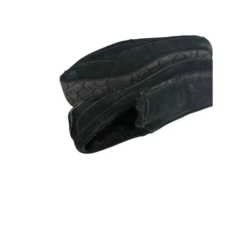 Ugg Black Suede Mens Ascot Slipper Size 12 Sheepskin Causal